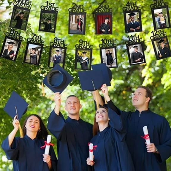 2026 Graduation Banner, Multi Photo Frame Set with Hanging String and Grade Markers, Hanging Photo Display with Clips, Photo Collage Frame for Wall, High School Graduation
