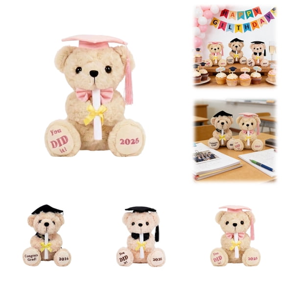 2026 Graduation Bear Graduation Gifts for Her, 7 Inch Plush Bear for Kindergarten & Preschool Graduates, Soft Commemorative Keepsake with Cap and Diploma for Class of 2026