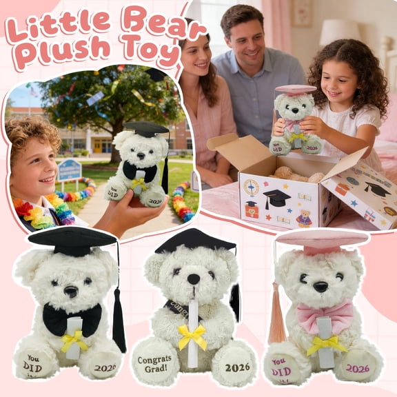 2026 Graduation Bear, Plush Teddy Bear for Kindergarten & Preschool Graduates, Soft Commemorative Keepsake with Cap and Diploma for Class of 2026