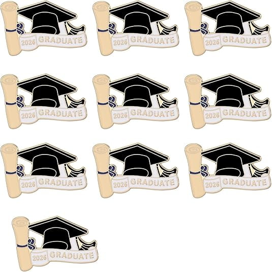 2026 Graduation Brooch Doctoral Hat Academic Pin, Knowledge Symbol Pin for Students, Graduation & Academic Achievements(RL 10 PCS)