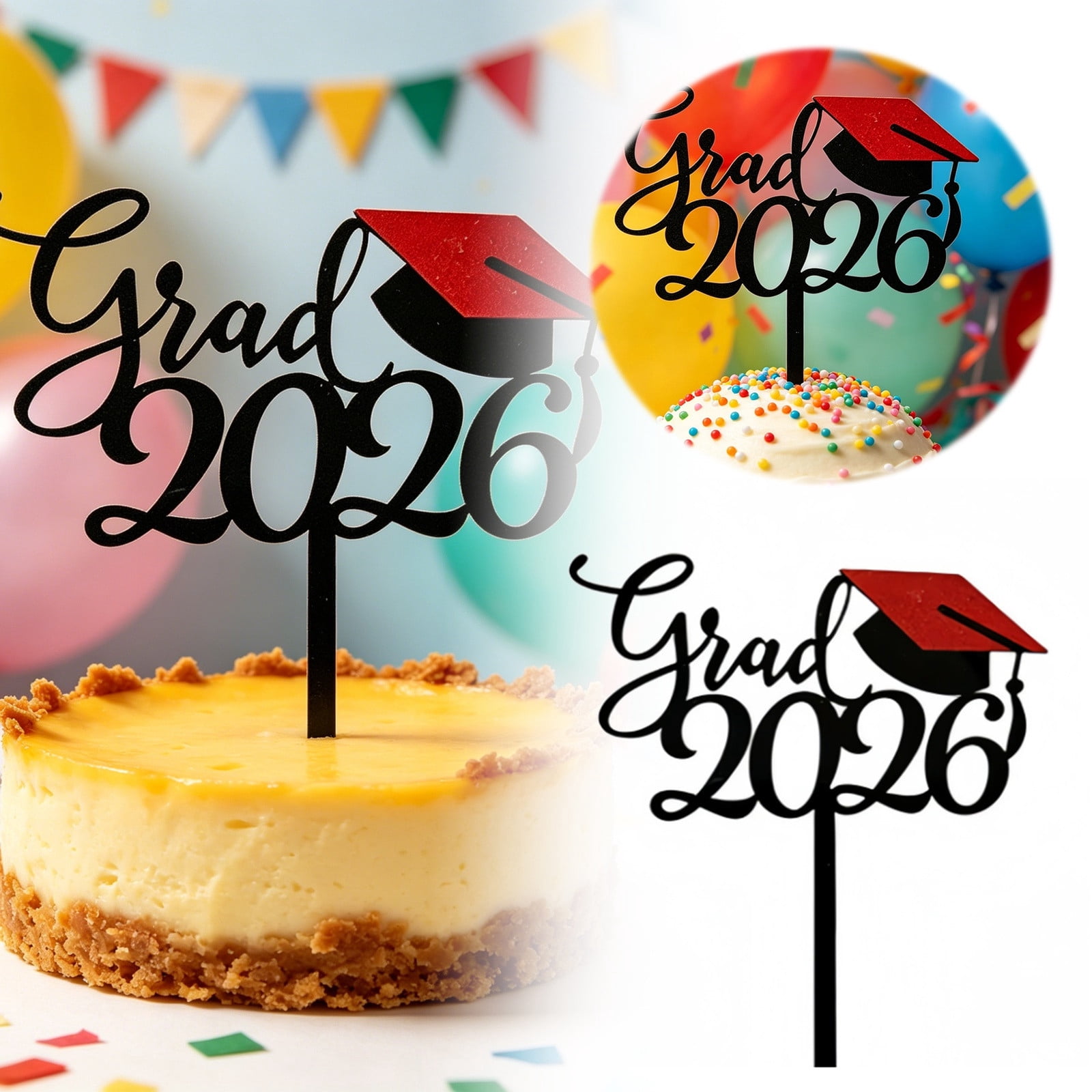 2026 Graduation Cake Topper Reusable Acrylic Congrats Grad Pick Class ...