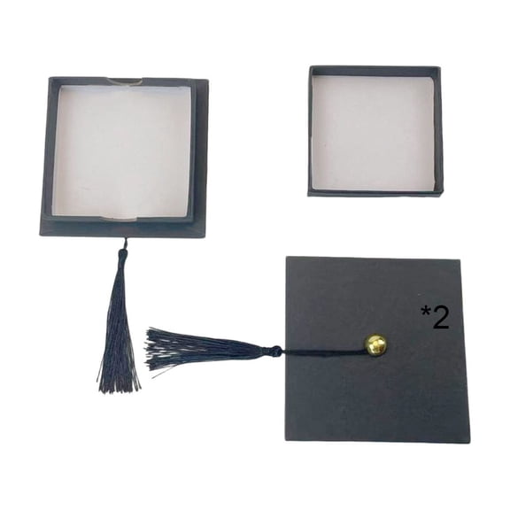 2026 Graduation Cap Shaped Gift Box Set, Black Grad Cap Treat Boxes with Tassel for Party Favors