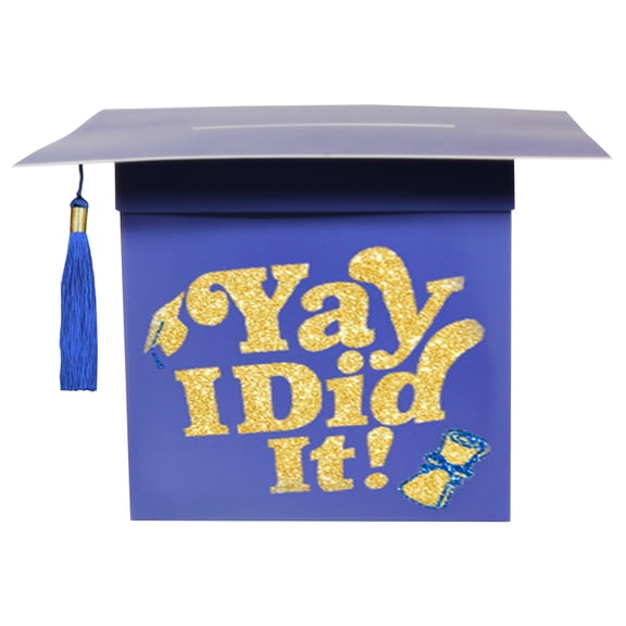 2026 Graduation Cap Souvenir Box Fringed Presentation Centerpiece, Desktop Party Decoration Candy Gift Card Holder for Grad Celebration, Easy Fold Cardboard Memory Box, 1 Box