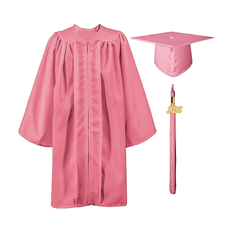dress for graduation elementary Bobifish Big Kids Graduation Gown Set Red Robe With Gold Satin Trim  Matching Cap And Tassel Elementary School Wear Outfit Set, 1set