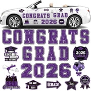 2026 Graduation Car Magnet Decoration 25Pcs, Magnetic Congrats Grad 2026 Refrigerator Garage Door Stickers, Class of 2026 Graduation Car Magnet Decal for Parade Decor Graduation Party Supplies