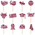 thumbnail image 1 of 2026 Graduation Cupcake Toppers, Glitter Class of 2026 Grad Cap Diploma Cupcake Picks, 2026 Graduation Theme Party Cake Decorations, Graduation Party Decorations, Pink, 1 of 9