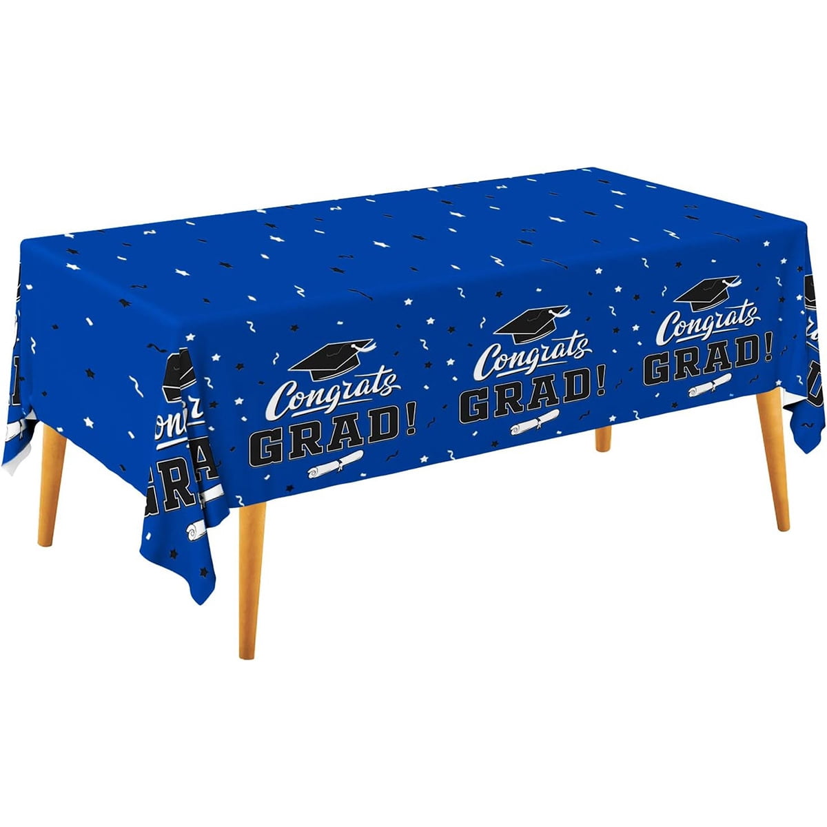 2026 Graduation Decorations, 10 FT Graduation Table Cover Class of 2026 with Repeating "Congrats Grad!" Text, Certificate Design, Graduation Decoration, Waterproof Supplies for Party Decor #Blue