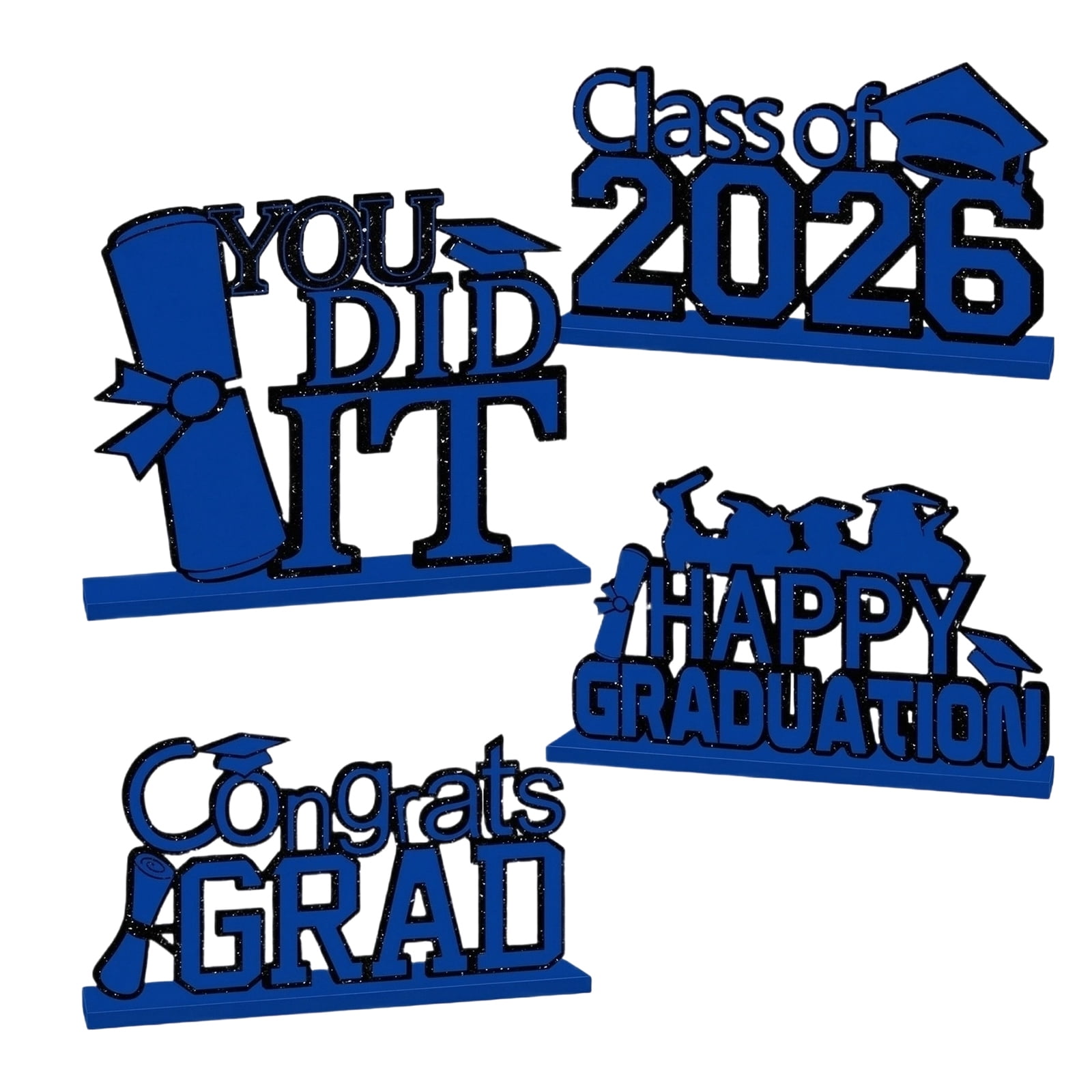 2026 Graduation Decorations | Blue Graduation Party Decorations | Class of 2026 Graduation Centerpieces for Party Tables | Wooden Graduation Table Decor for College Graduation