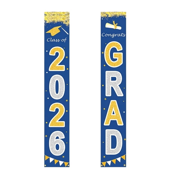 2026 Graduation Decorations Class of 2026 Hanging Door Banners, Maroon Gold Accent Outdoor Front Porch Welcome Signs