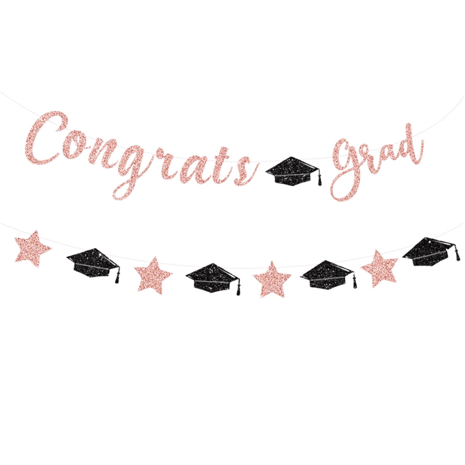 2026 Graduation Decorations Congrats Grad Pink Glitter Banner-Graduate ...