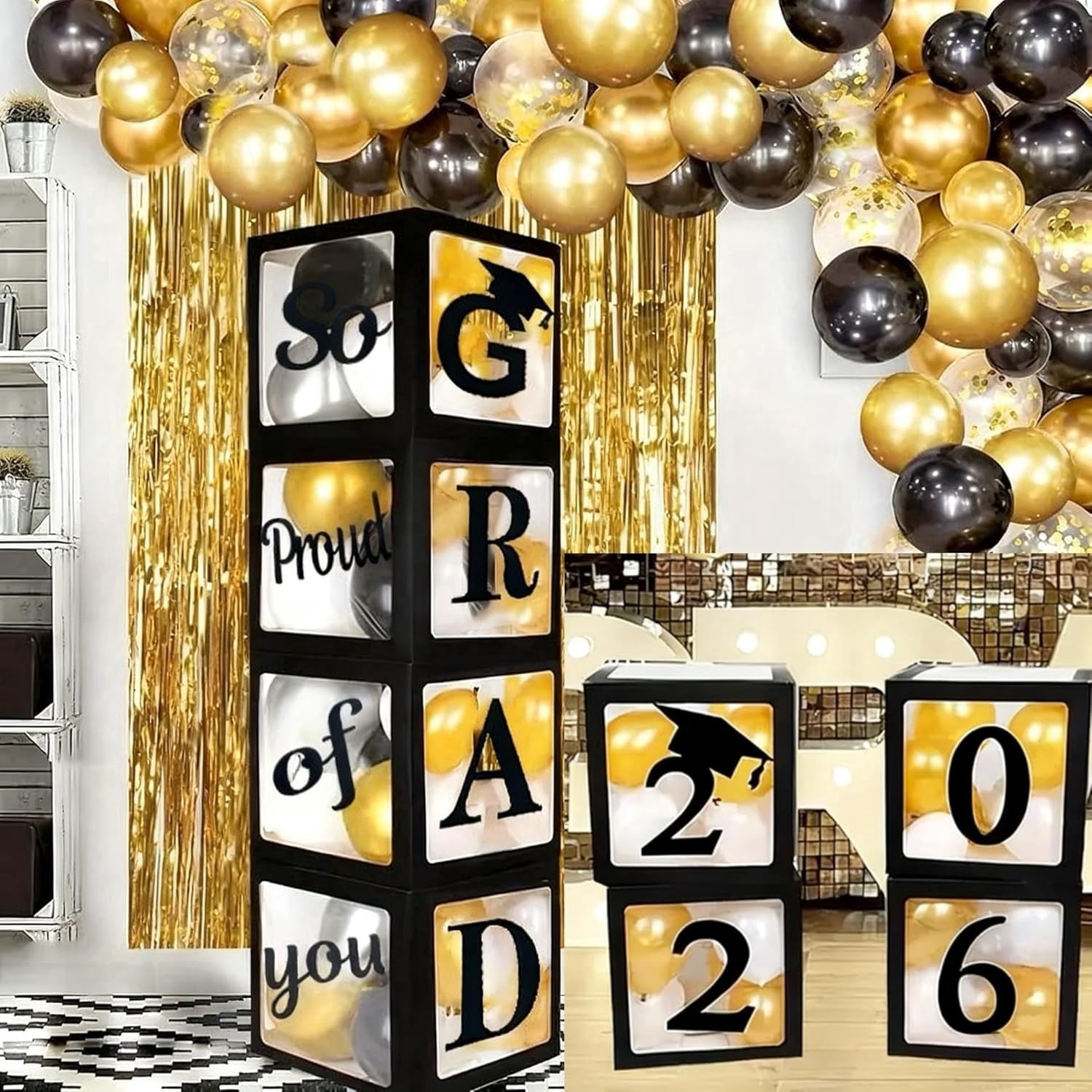 Grad Stackable Boxes 2026 Graduation Decorations, Graduation Balloon Boxes with