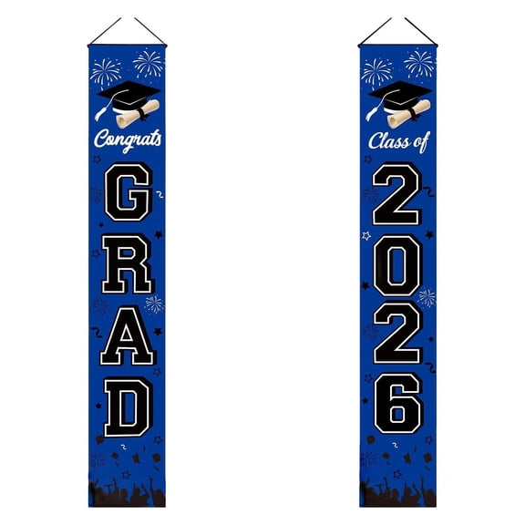 2026 Graduation Decorations, Graduation Banner Class of 2026, Hanging Congratulations, Congrats Grad Banner for Door And Porch, Party Decor, Blue