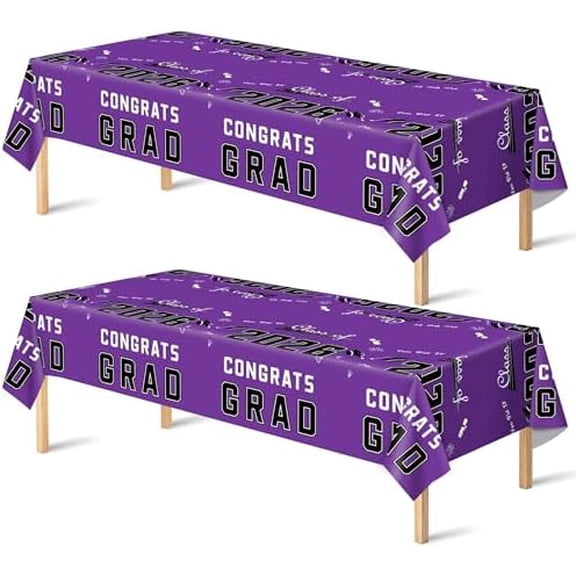 2026 Graduation Decorations - Graduation Decorations 2026 - Plastic Purple Tablecloth for Class of 2026 Decorations Party Favors Banner,2 Pack