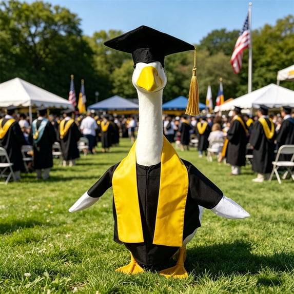 2026 Graduation Decorations - Porch Goose Outfit,23 Inch Graduation Themed Decorative Lawn Goose Statue Ornament for Courtyard Porch,Entryway Display