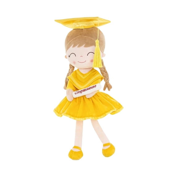 2026 Graduation Doll,Personalized Plush Keepsake, Commemorative Collectible for High School & College Graduate(14" Yellow)