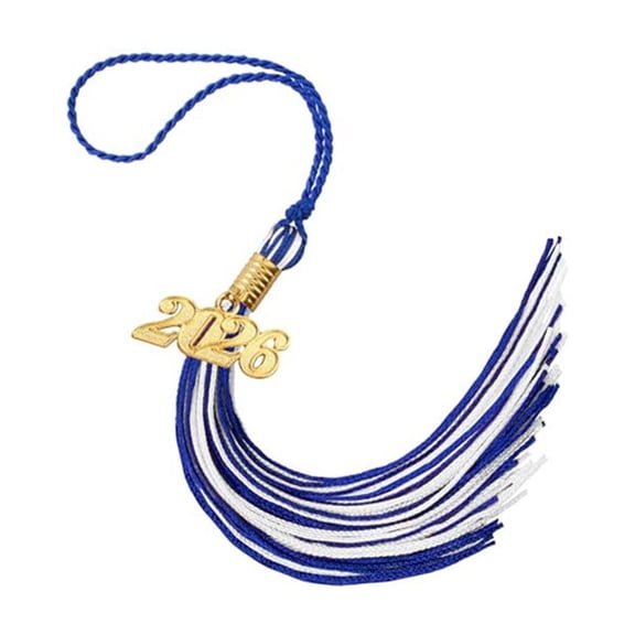 2026 Graduation Double Color Tassel Purple and Gold with Gold Date Drop Charm Class of 2026 Grad Tassels for Cap Decorations High School Graduation Gift for Her