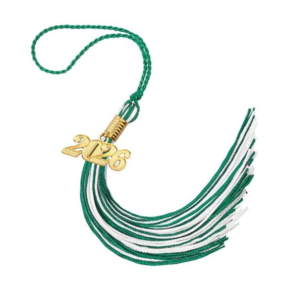 2026 Graduation Double Color Tassel Purple and Gold with Gold Date Drop Charm Class of 2026 Grad Tassels for Cap Decorations High School Graduation Gift for Her