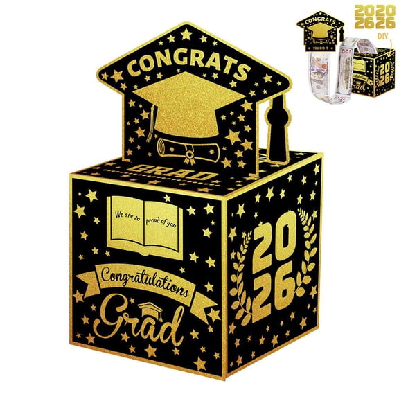 2026 Graduation Explosion Gift Box, Graduation Money Box, Surprise Pop Up Money Gift Box for for Cards Notes Candy, Money Gift Ideas for High School & College Graduates - Black