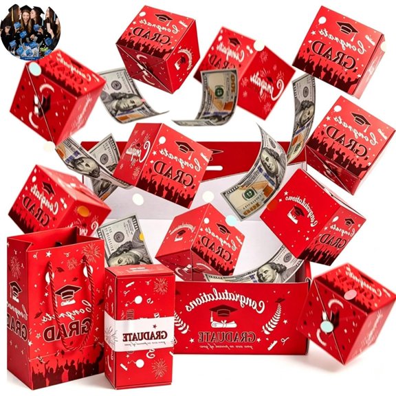 2026 Graduation Explosion Gift Box, Pop Up Surprise Money Holder with Confetti