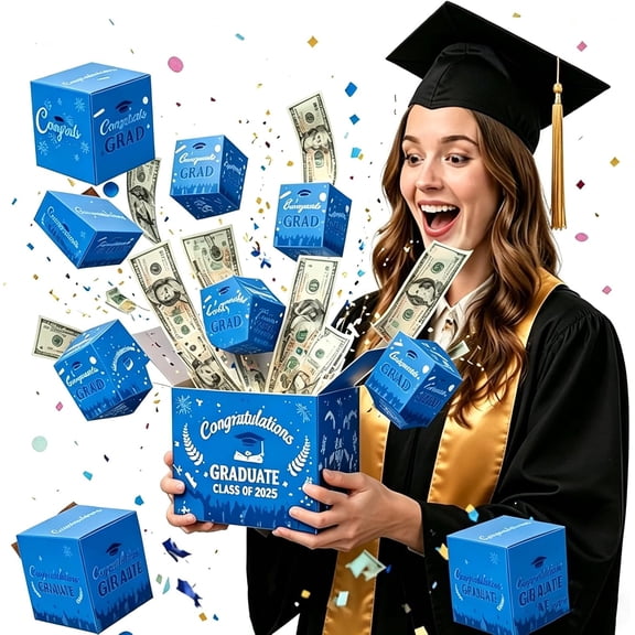 2026 Graduation Explosion Pop Gift Box, Surprise Bounce Cash Box Grad Party Gift Bag Set, Graduation Explosion Gift Box, Surprise Pop Up Gift Box Money Graduation, DIY Graduation Party Gift Idea