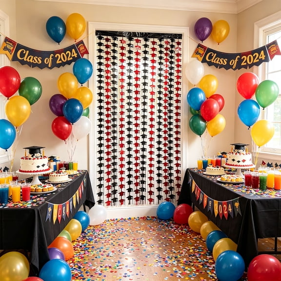 2026 Graduation Foil Curtain, Grad Party Tinsel Backdrop for Celebration Event