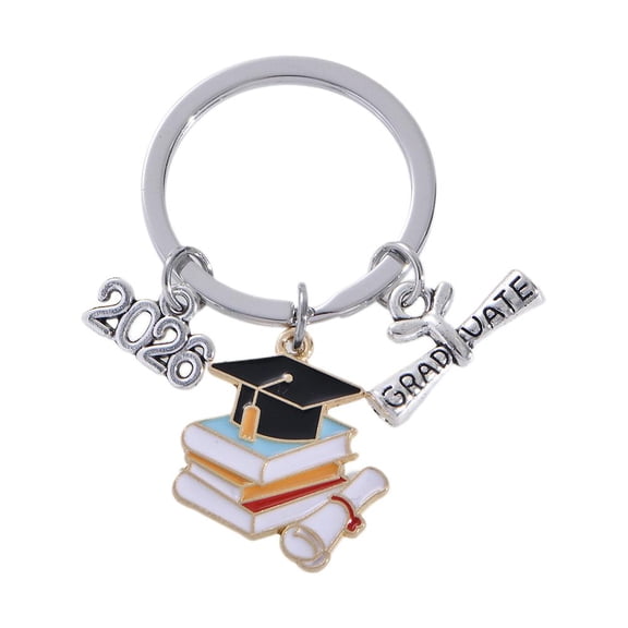 2026 Graduation Gift Bachelors Alloy Keychain Commemorative Key with Engraved 2026 Mortarboard for Keys Bag