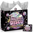 thumbnail image 1 of 2026 Graduation Gift Bag, The Last Disco Class of All-in-One Set with Greeting Card, Sticker, Envelope & Tissue Paper, Retro Party Wrap for High School, College, Girls, Seniors, 1 of 4