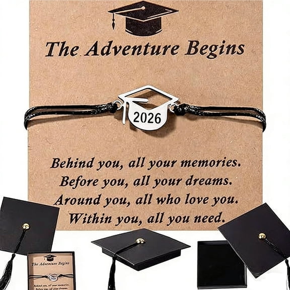 2026 Graduation Gift Bracelet, Handwoven Alloy Geometric Bangle for Class of 2026, Unisex Graduation Party Favors with Gift Box and Card, Meaningful Jewelry for Graduates, Teachers, and Classmates