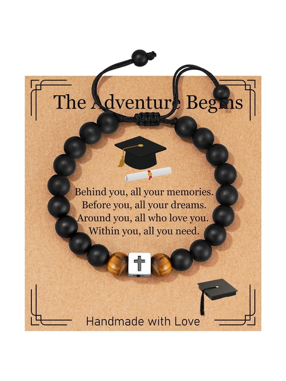 2026 Graduation Gift for Him Men Cross Bracelet Adjustable Bracelet Birthday Gifts for Men With Grad Cap Box and Cards