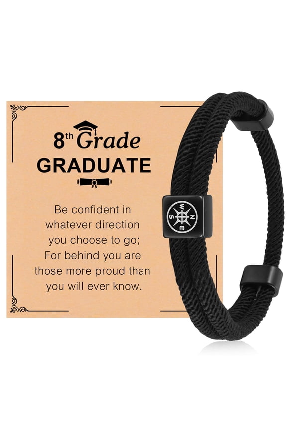 2026 Graduation Gifts for Boys Him - 5th 6th 8th Grade Graduation Bracelet for Him Primary/Middle School/High School/College Grads Gifts Class of 2026 Compass Bracelet for Teen Son Grandson Nephew