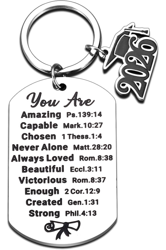 2026 Graduation Gifts for Him Her Class of 2026 Gifts Bulk Senior Night 2026 High School Graduation Gift for College Girls Religious College Grad Keychain for Nurse Master Senior Year Christmas