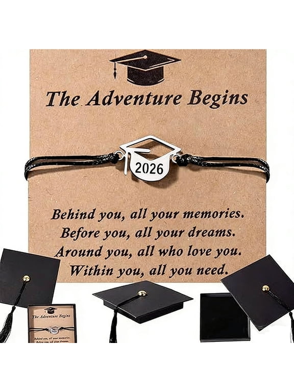 2026 Graduation Gifts for Women Men, Class of 2026 Bracelet Handmade Geometric Unisex with Gift Box and Card for Senior Teacher
