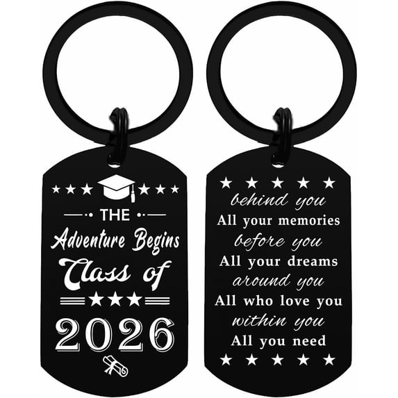 2026 Graduation Gifts for Women Men Him Her - The Adventure Begins Class of 2026 Graduate Keychain for Boys Girls