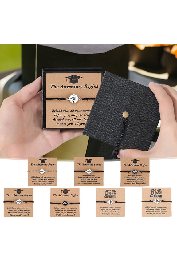 2026 Graduation Gifts with Cap Box, Her/Him Adjustable Unisex Compass Bracelet for College Middle High School Classmates, A