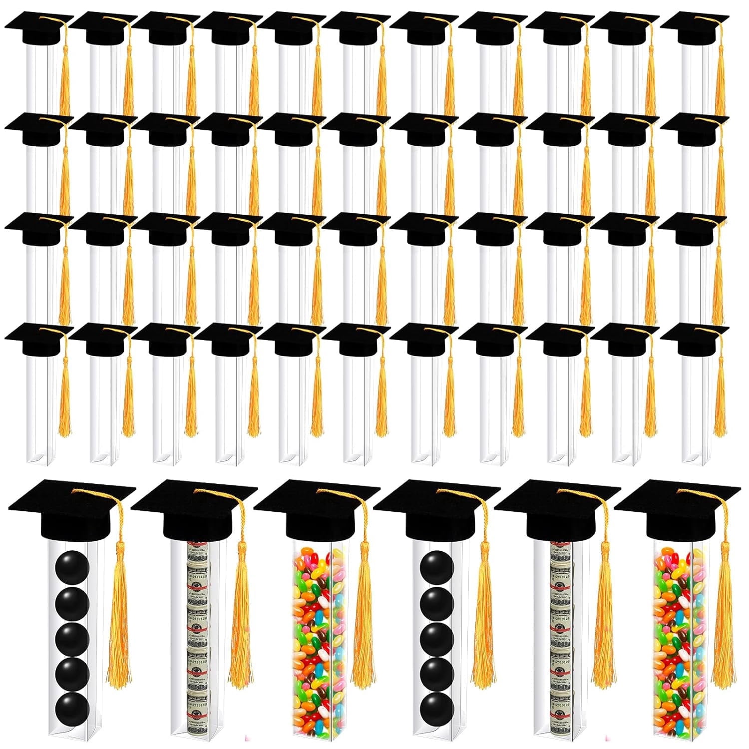 Graduation Containers 2026 Graduation Gumball Tubes Candy Containers with Gold Tassels, 50 ...