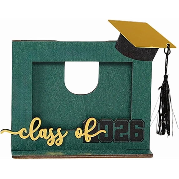 2026 Graduation Keepsake, Wooden Photo Frame with Cap and Tassel, Desktop Display, 1 Count