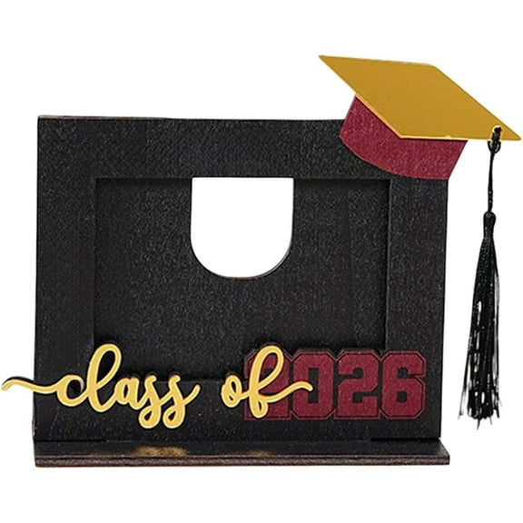 2026 Graduation Keepsake, Wooden Photo Frame with Cap and Tassel, Desktop Display, 1 Count