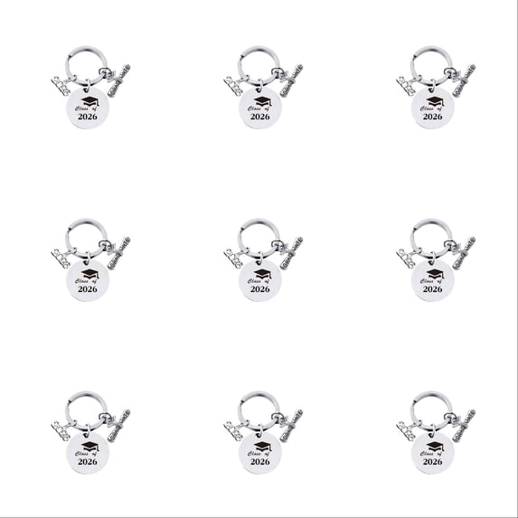 2026 Graduation Keychain Gift for Her and Him, Class of 2026 Keepsake for High School, College, and Middle School Graduates, Senior Gift for Daughter, Son, and Friends, D, 2.36 Inch, 10 Pcs