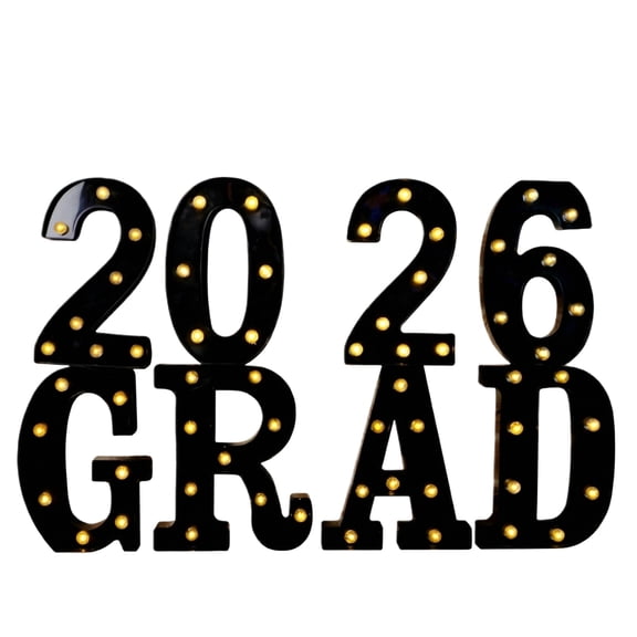 2026 Graduation LED Marquee Letters Sign, Graduation Table Centerpieces for College High School Grad Party Decor Indoor Outdoor, Light Up Numbers and Letters Display (Black)