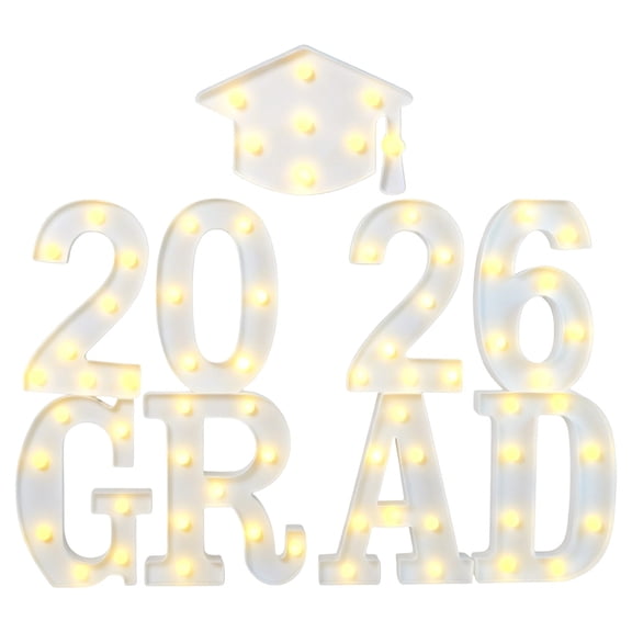 2026 Graduation Led Light up Letters 8.6 Inch Tall Grad 2026 Marquee Sign, Acrylic Table Wall Decoration with Battery Operated Led for Kindergarten High office College Grad , 8 Graduation Photo Props