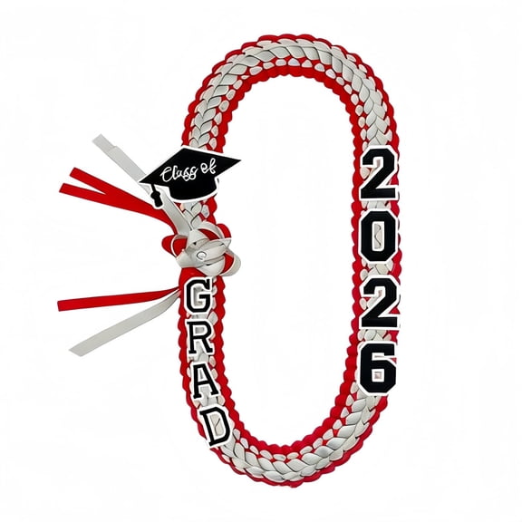 2026 Graduation Leis Class of 2026 Grad Ribbon Lei - Handmade Double Braided Necklace for Graduation Gifts Supplies, 47.2 Inch College High School