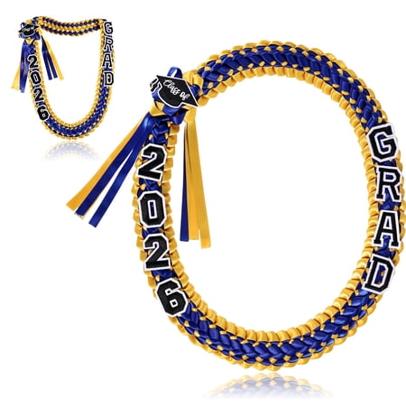 2026 Graduation Leis For Him Her, 47.2inch Double Braided Ribbon Necklace With Grad Letters, Indispensable Graduation Classic