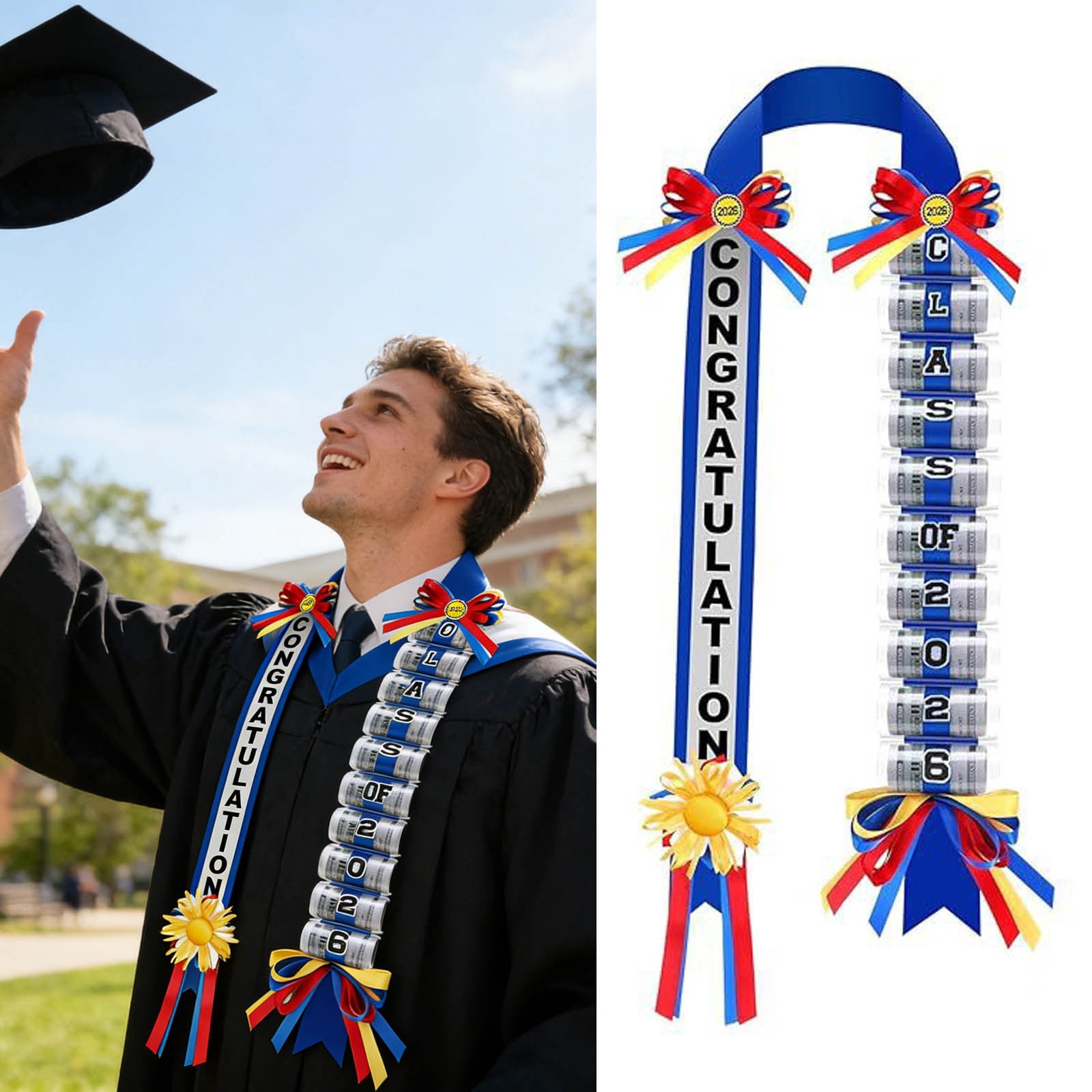 2026 Graduation Leis Grad Handmade Ribbon Lei Double Braided Ribbon ...