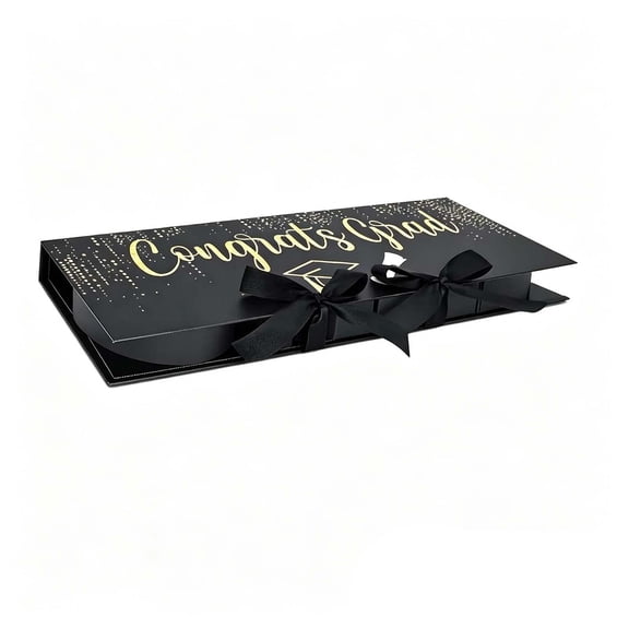 2026 Graduation Letter Shaped Gift Box, Fillable Cardboard Box for DIY Grad Gift Idea, Black
