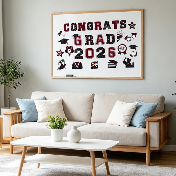 2026 Graduation Magnets, 30-Piece Congrats Grad Decorative Signs, Reusable No-Damage Stickers For Cars, Garages & Fridges-Red