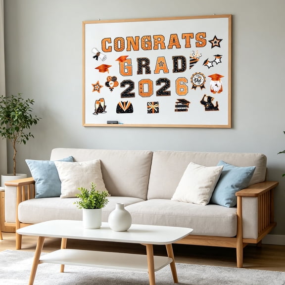 2026 Graduation Magnets, 30-Piece Congrats Grad Decorative Signs, Reusable No-Damage Stickers For Cars, Garages & Fridges-Yellow