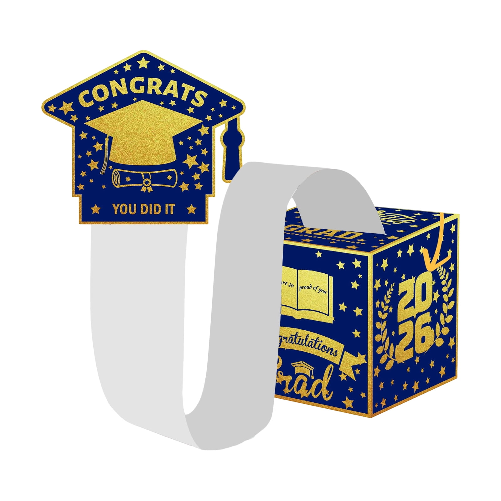 2026 Graduation Money Box Blue Gold, Class of 2026 Cash Gift Box ...