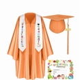 thumbnail image 1 of 2026 Graduation Outfit,Silk Graduation Costume with Tassel & CertifiCatse,Graduation Gown for Graduation Ceremony(M,Orange), 1 of 7