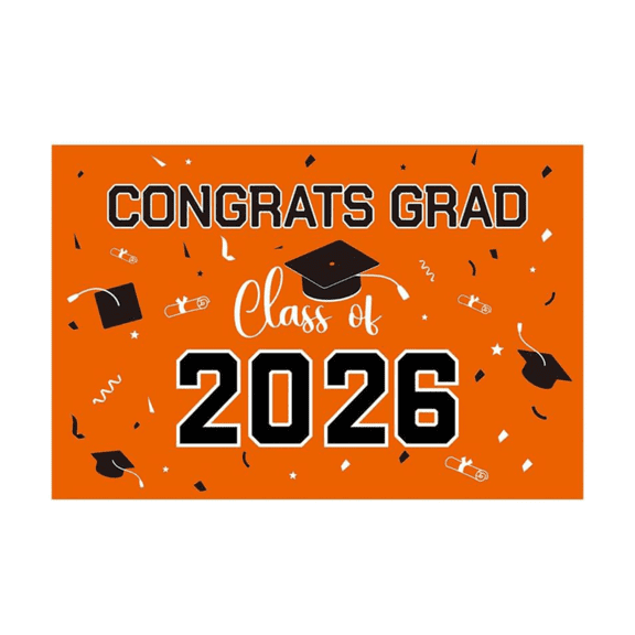 2026 Graduation Party Backdrop Banner,Class of 2026 Congrats Grad Banners Graduation Photography Backdrops Grad Party Decor Banner for All Grades Grad Parties Selfie Station Photography,Orange