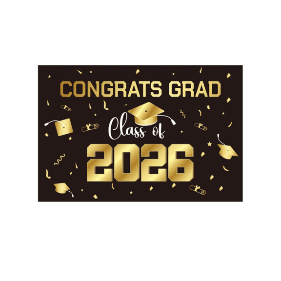 2026 Graduation Party Backdrop Banner,Class of 2026 Congrats Grad Banners Graduation Photography Backdrops Grad Party Decor Banner for All Grades Grad Parties Selfie Station Photography,Brown